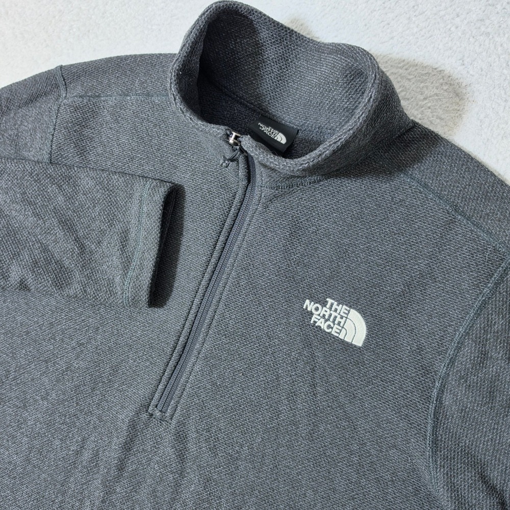 The North Face 1/4 Zip Pullover Mens M Dark Grey L/S Textured Fleece NF0A3YR1OC5